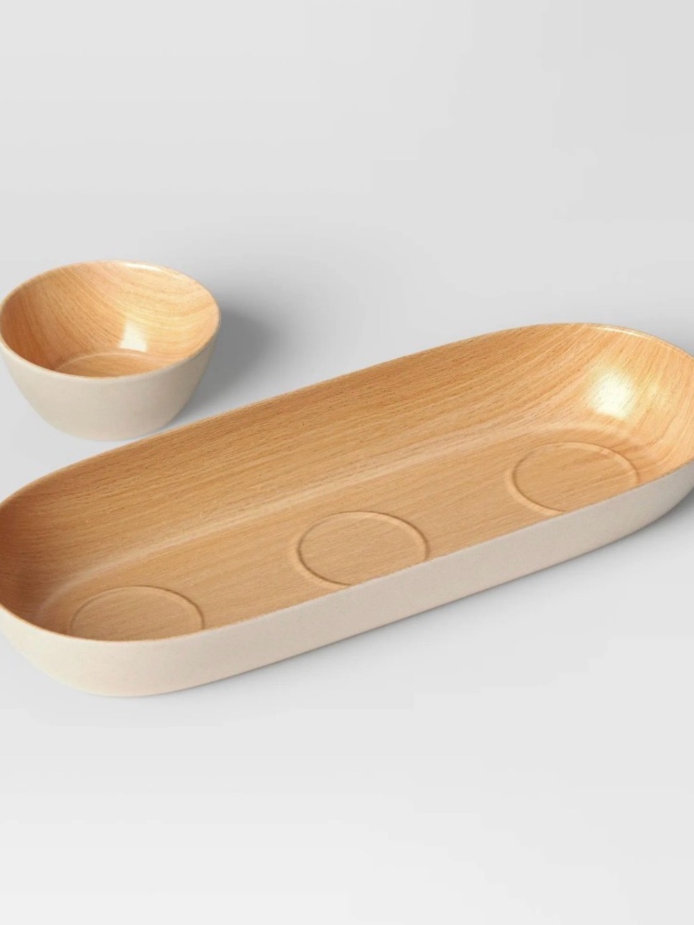NEW Room Essentials Serving Tray and Dip Bowl Set Khaki Kitchen Deco